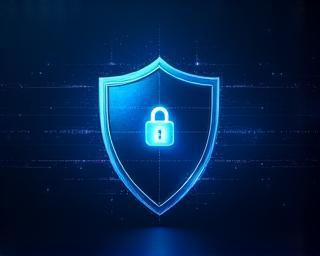 Cybersecurity shield and protection graphic